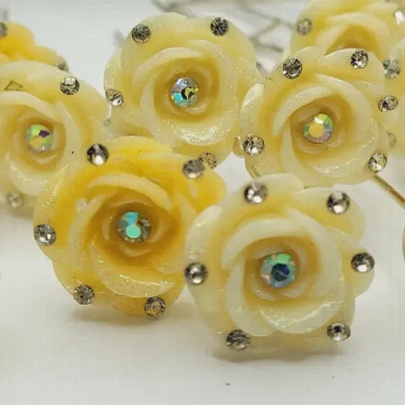 Accessories | White And Off White Rose Motif Crystal  display picture 2